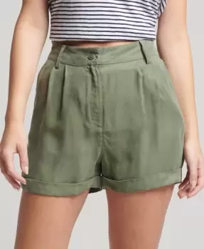 Superdry Womens Cupro Shorts Green / Thyme - Size: 10