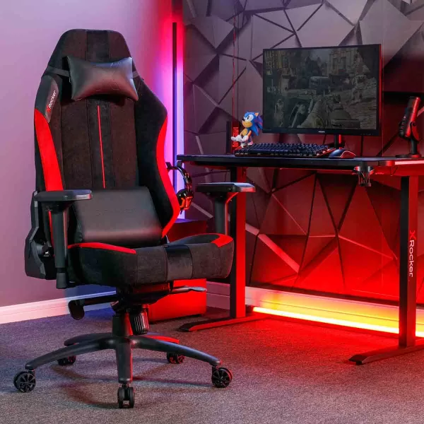 X Rocker Onyx Ergonomic PC Gaming Chair - Black & Red