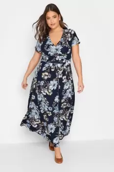 Floral Wrap Front Tie Maxi Dress