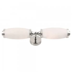 2 Light Bathroom Twin Wall Light Polished Chrome IP44, G9