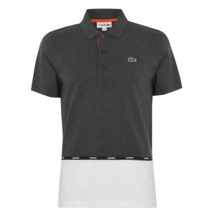 Lacoste Tape Polo Shirt - Grey/White H17