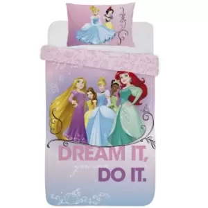 Disney Princess Dream It Panel Duvet Cover Set (Double) (Pink/Green/Blue)