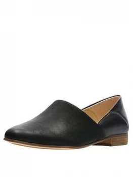 Clarks Pure Tone Flat Shoe, Black, Size 8, Women