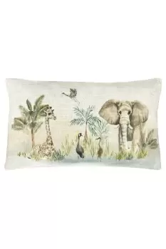 Kenya Scene Hand-Painted Watercolour Printed Cushion