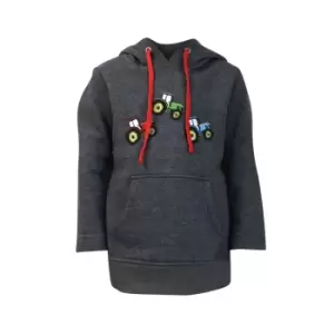 Little Knight Boys Tractor Collection Hoodie (7-8 Years) (Charcoal Grey/Red)