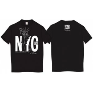 John Lennon Tee Shirt: NYC Power to the People Blk: Small