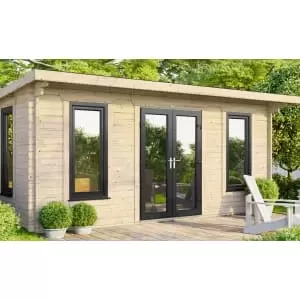 Power Sheds 18 x 12ft Central Doors Pent Notched Logs Log Cabin