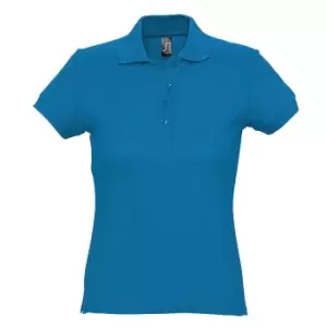 SOLS Womens/Ladies Passion Pique Short Sleeve Polo Shirt (XL) (Aqua)