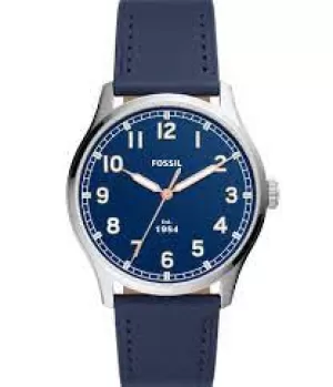 Fossil Men Dayliner Three-Hand Navy Leather Watch