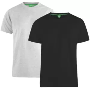 Duke Mens Fenton Kingsize D555 Round Neck T-Shirts (Pack Of 2) (3XL) (Black/Grey)