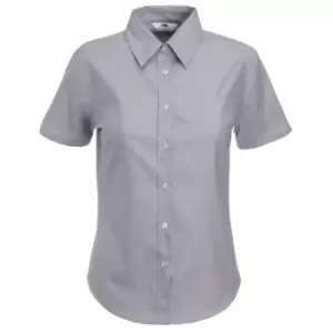 Fruit Of The Loom Ladies Lady-Fit Short Sleeve Oxford Shirt (S) (Oxford Grey)