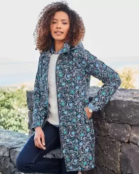 Cotton Traders Womens Weatherproof Floral Hooded Jacket in Blue