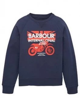 Barbour International Boys Spark Crew Sweatshirt - Navy, Size 12-13 Years