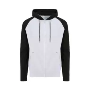 AWDis Just Hoods Mens Baseball Zoodie (S) (Heather Grey/Jet Black)