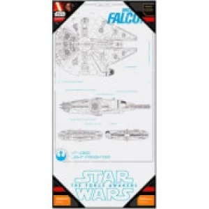 Star Wars Episode VII Glass Poster - Millennium Falcon (50 x 25cm)