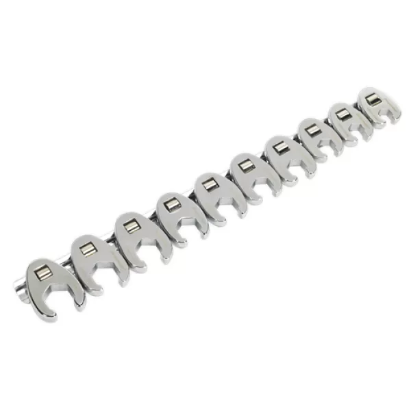 Genuine SEALEY AK598 Crow's Foot Spanner Set 10pc 3/8Sq Drive - Metric