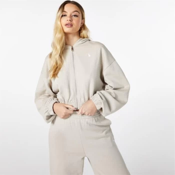 Jack Wills Zip Up Crop Hoodie - Neutral