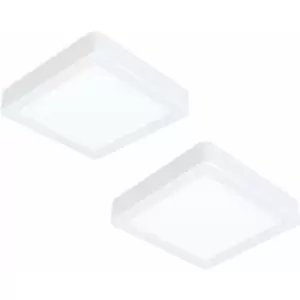 Loops - 2 pack Wall / Ceiling Light White 160mm Square Surface Mounted 10.5W LED 4000K