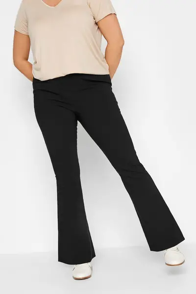 Yours Flare Bengaline Trousers Black