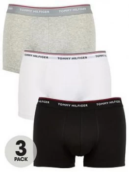 Tommy Hilfiger 3 Pack Premium Essentials Trunk - Grey/White/Black, Size L, Men