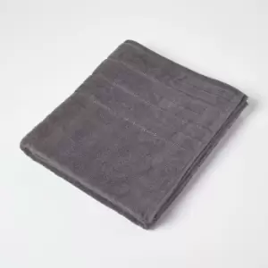 HOMESCAPES Charcoal Sparkle Border 100% Cotton Bath Sheet - Charcoal