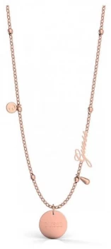 Guess Womens Peony Art 16-18 Rose Gold Coin Necklace Jewellery