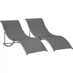 Outsunny - Set of 2 Zero Gravity Lounge Chair Recliners Sun Lounger Dark Grey