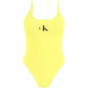 Calvin Klein Scoop Back One Piece - Yellow