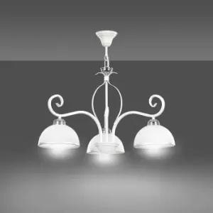 Emibig Wivara White Multi Arm Pendant Ceiling Light with White, Silver Glass Shades, 3x E27