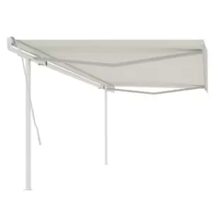 Vidaxl Manual Retractable Awning With Posts 5X3.5 M Cream