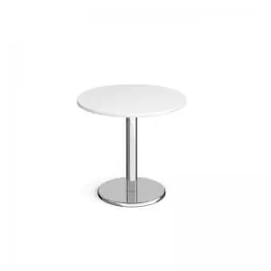 Pisa circular dining table with round chrome base 800mm - white