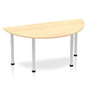 Impulse Semi-circle Table 1600 Maple Post Leg Silver