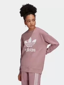 adidas Originals Trefoil Crew Sweatshirt, Purple, Size 8, Women