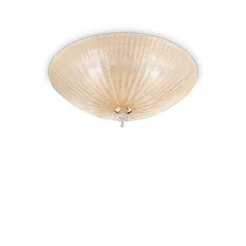 Shell 6 Light Indoor Wall / Ceiling Light Gold with Amber Glass, E27