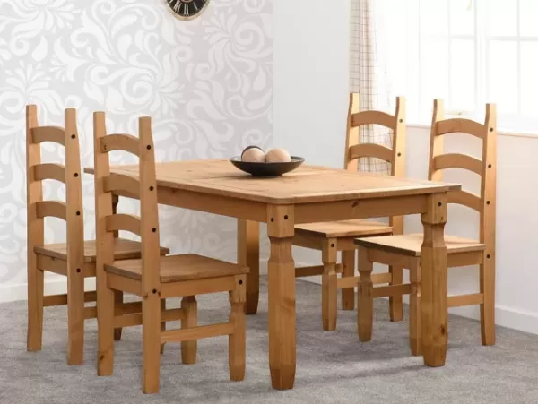 Seconique Corona Pine 152cm Dining Table and 4 Chair Set