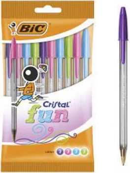 Bic Cristal Fun Ballpoint Pens Assorted Colours 10 pack