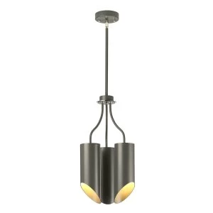 3 Light Multi Arm Ceiling Pendant Dark Grey Polished Nickel, E27