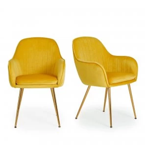 Laila Set of 2 Dining Chairs Yellow