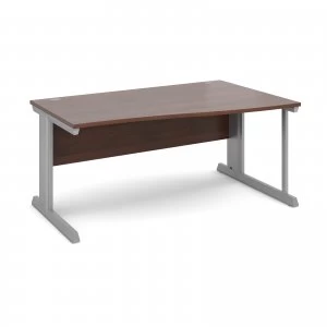 Vivo Right Hand Wave Desk 1600mm - Silver Frame Walnut Top