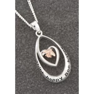 Teardrop Two Tone Message Necklace Happy