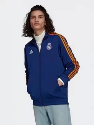 adidas Real Madrid 3-stripes Track Top, Blue/White/Orange Size M Men