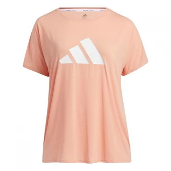 adidas 3-Stripes Training T-Shirt (Plus Size) Womens - Ambient Blush / White