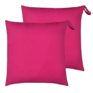 Furn. Plain Outdoor Polyester Filled Floor Cushions Twin Pack Pink