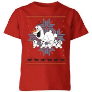 Disney Frozen Olaf and Snowmen Kids Christmas T-Shirt - Red - 5-6 Years