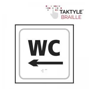 WC Arrow Left&rsquo; Sign; Self Adhesive Taktyle; White 150mm x