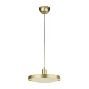 Searchlight Saucer LED Pendant - Gold With Crystal Sand Diffuser