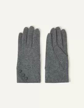 Accessorize Touch Screen Button Gloves in Wool Blend Grey, Size: One Size