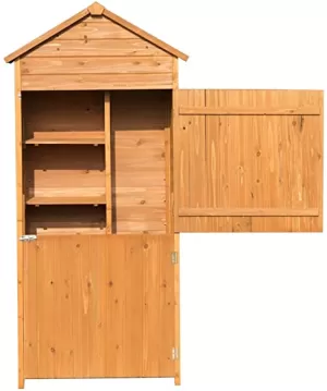 Outsunny 89W x 50D (cm) Wooden Garden Shed-Teak