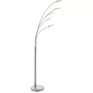 5 Light Floor Lamp Satin Nickel 1.8m Tall Standing Curved Multi Arm Living Room