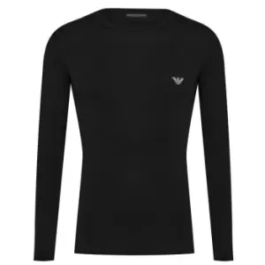 Emporio Armani Small Logo Long Sleeve T Shirt - Black